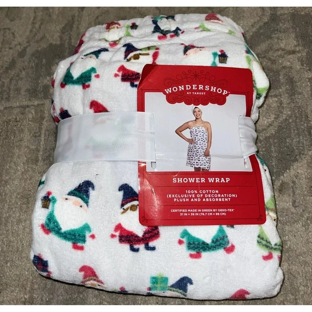 New Womens Wondershop Gnome Christmas Shower‎ Wrap Body Towel 31 X 39